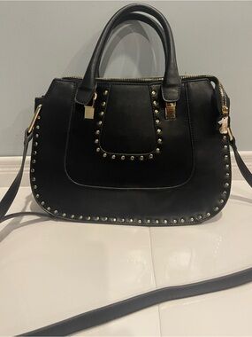 New Black Studded Tote Handbag - Classic Women's Bag
